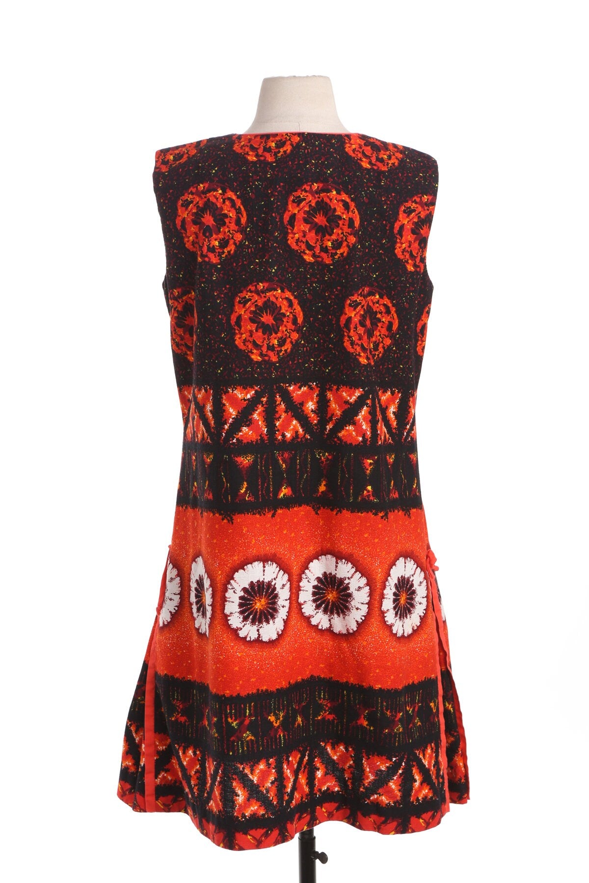 Vintage Hawaiian Dress - Orange Flora Print Details - Era 60's 70's