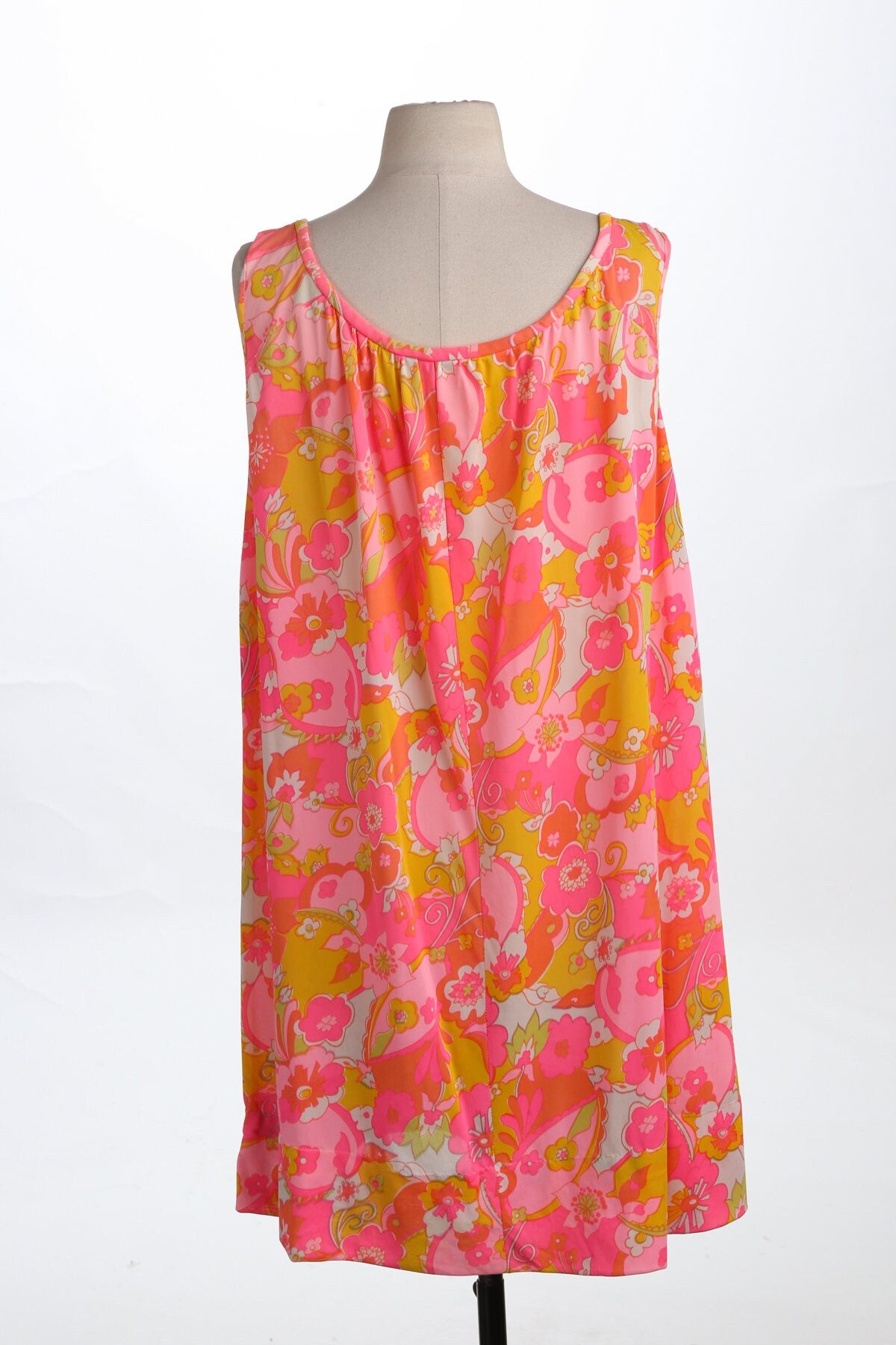 Vintage Floral Print Pink Slip Dress