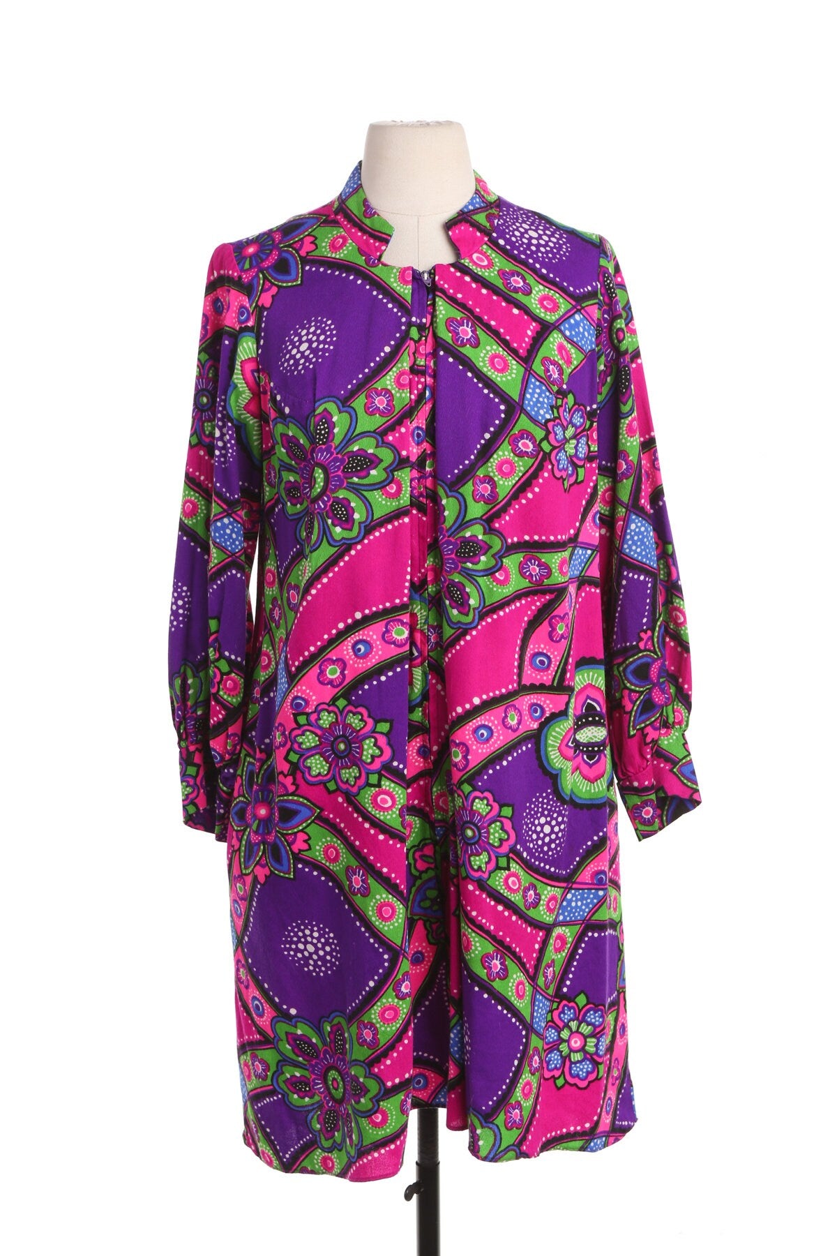 70's Purple and Pink Casual Polyester Dress