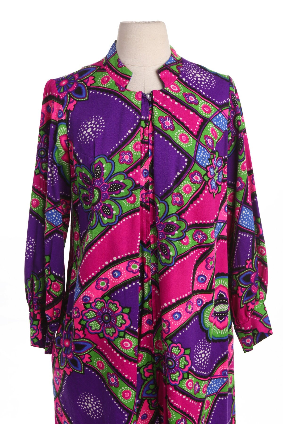 70's Purple and Pink Casual Polyester Dress