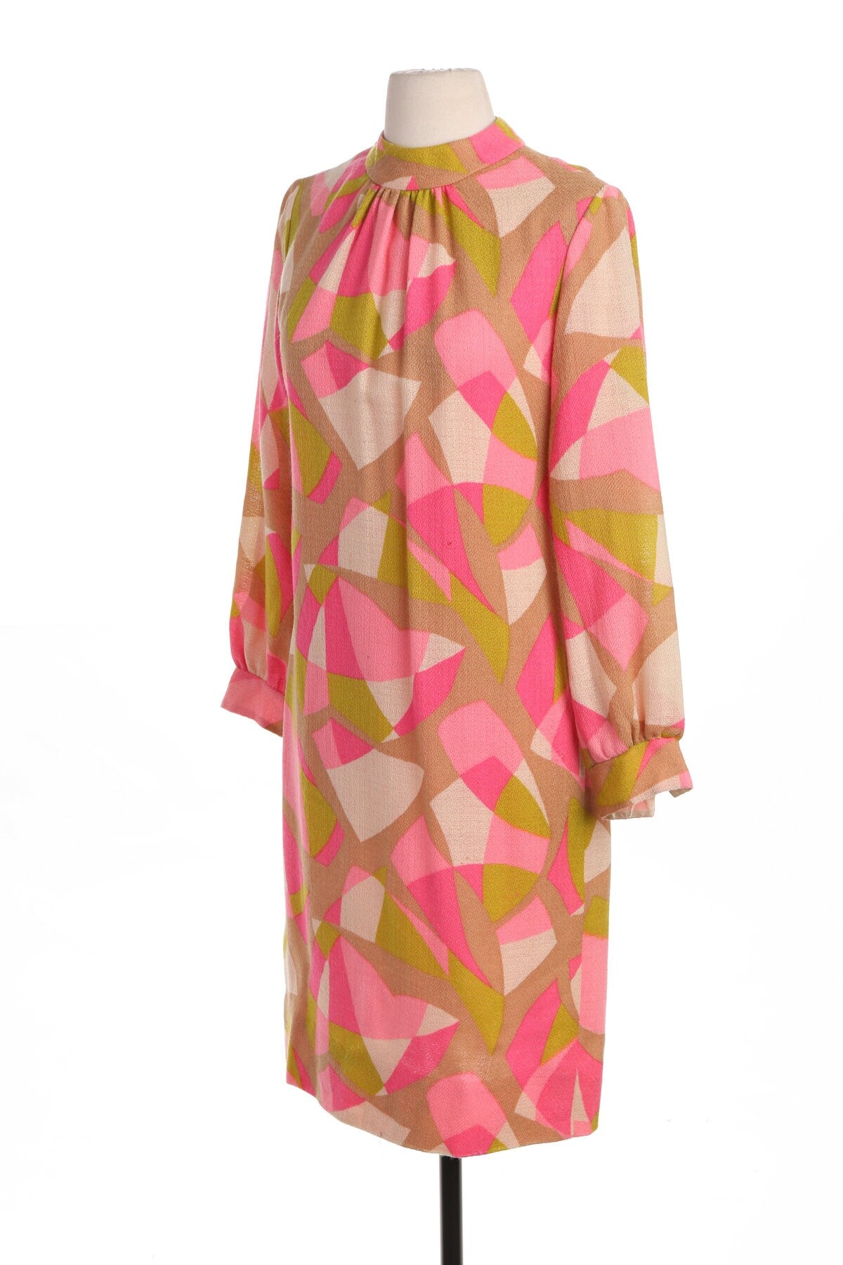 70's Women Pink Casual Long Sleeve Dress
