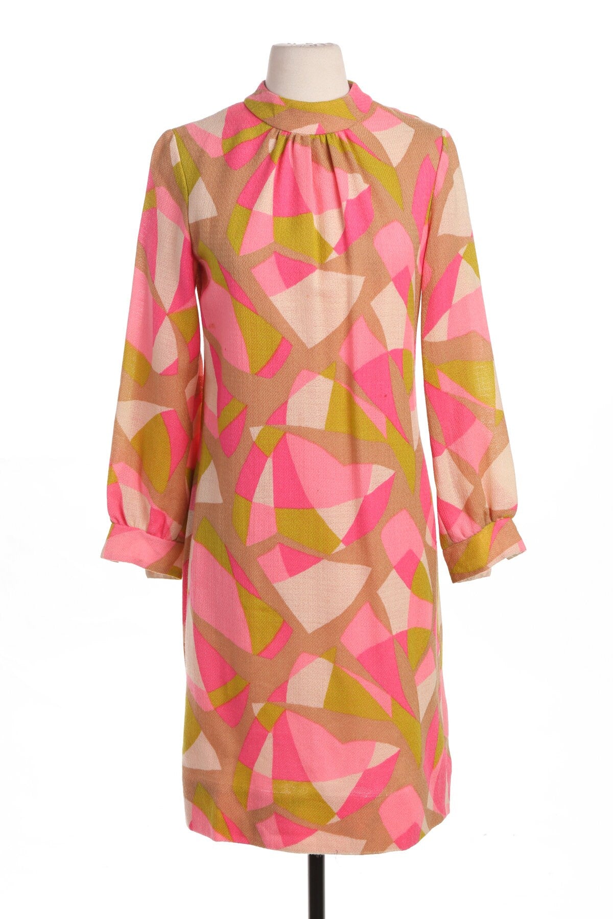 70's Women Pink Casual Long Sleeve Dress