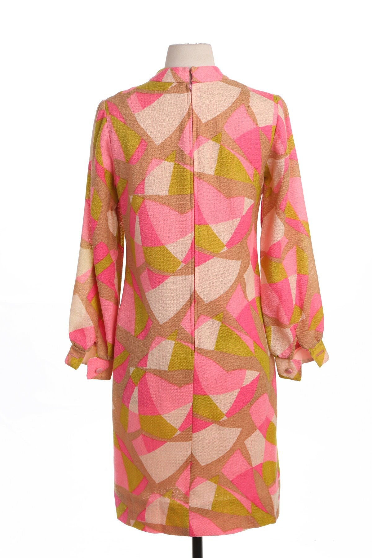 70's Women Pink Casual Long Sleeve Dress