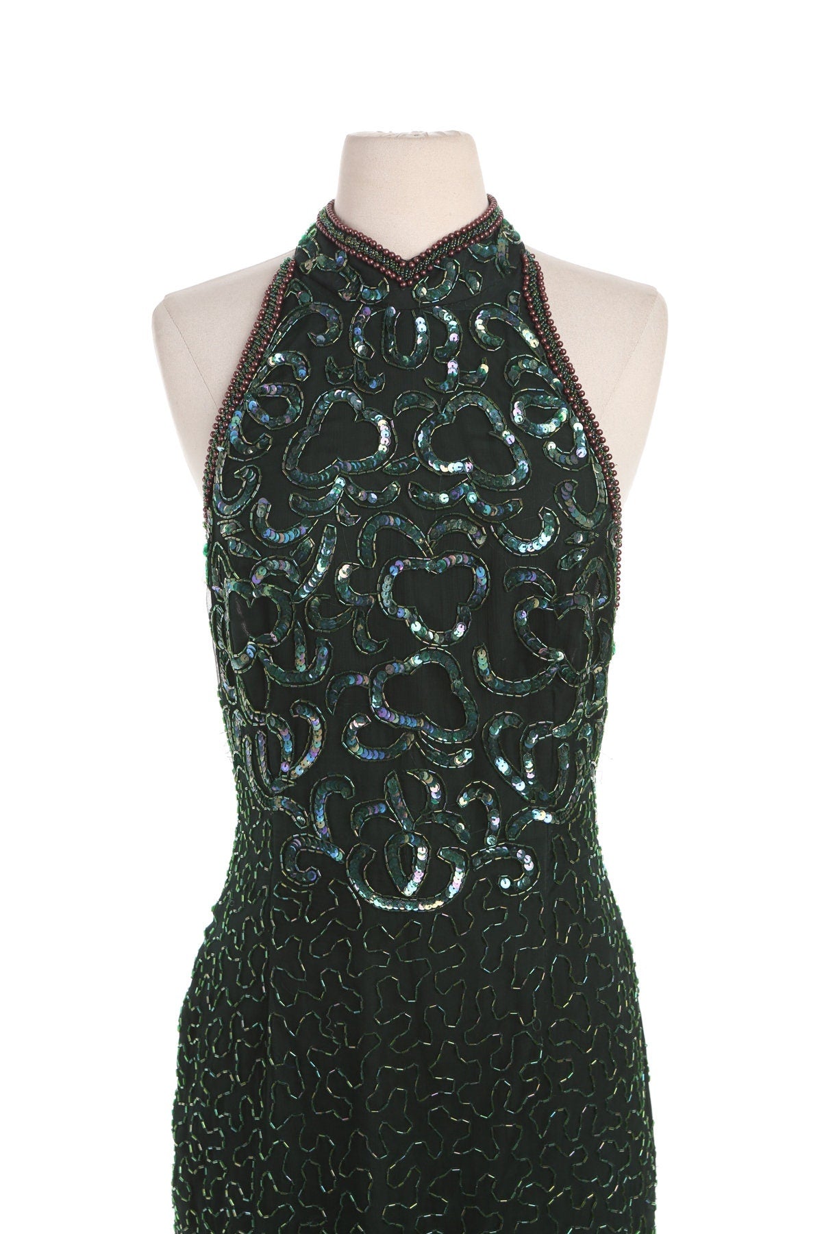 Vintage Women Black Long Sequin Dress - Era 80's - 90's