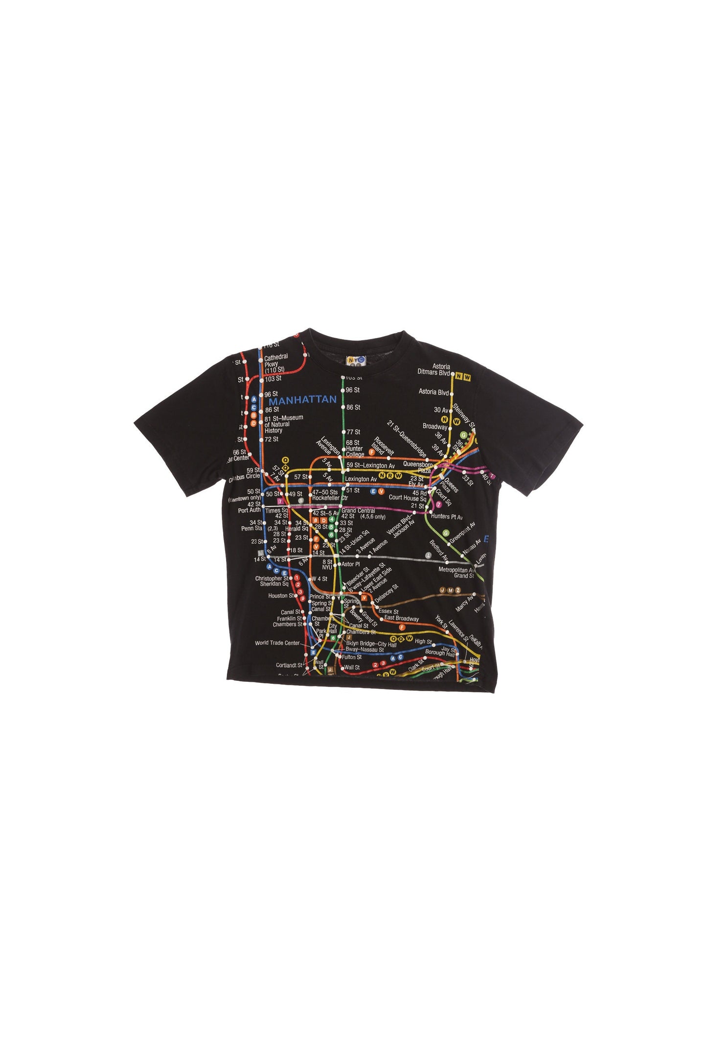 New York City Subway Line Map Black Graphic T-shirt - Y2K - NYC