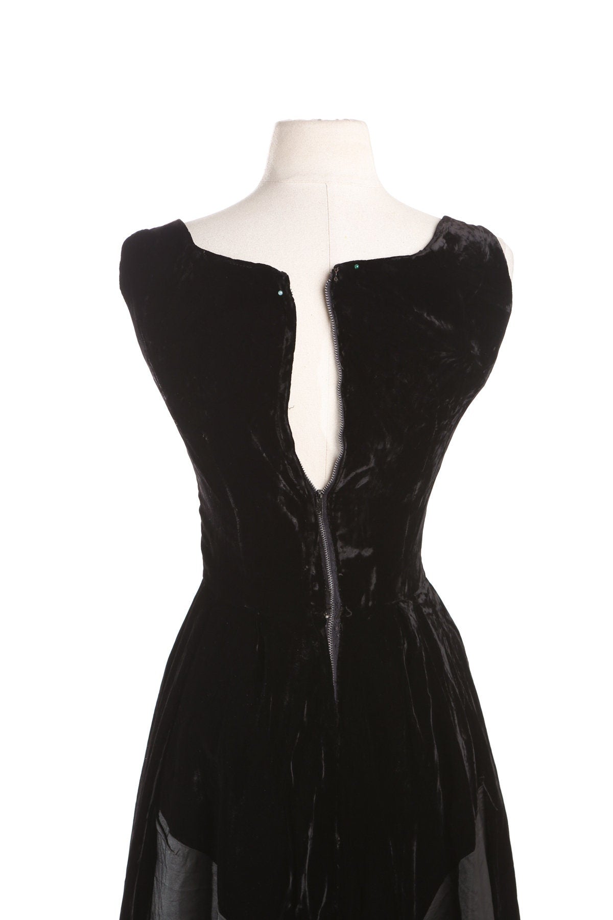 Vintage Black Evening Velvet Dress by Maison Madelaine - Era 50's - 60's