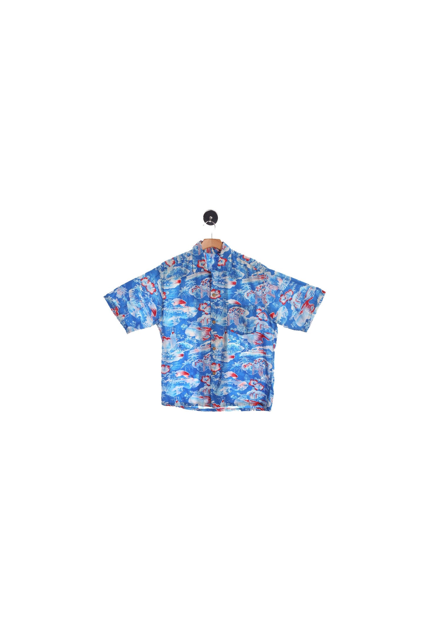 Vintage Hawaiian Shirt - Blue Hawaii Beach Print