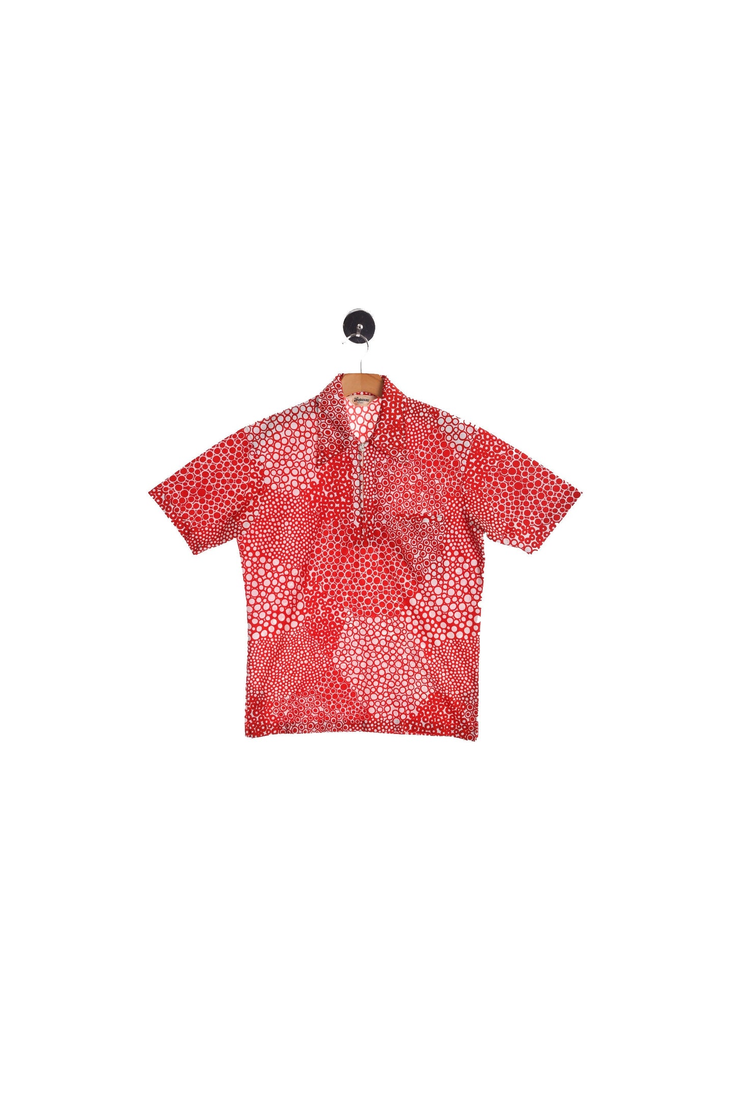 Vintage Men Short Sleeve Poly Hawaiian Shirt - Red Bubble Print