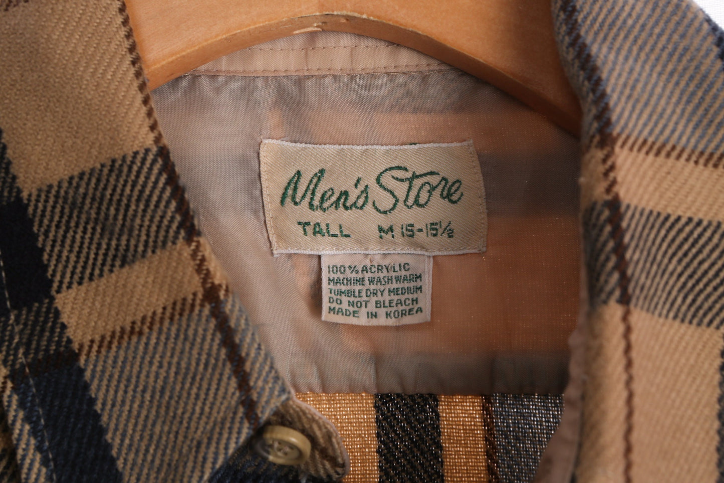 Vintage Flannel Shirt - Brown and Blue Plaid Print - Era 70's - 80's