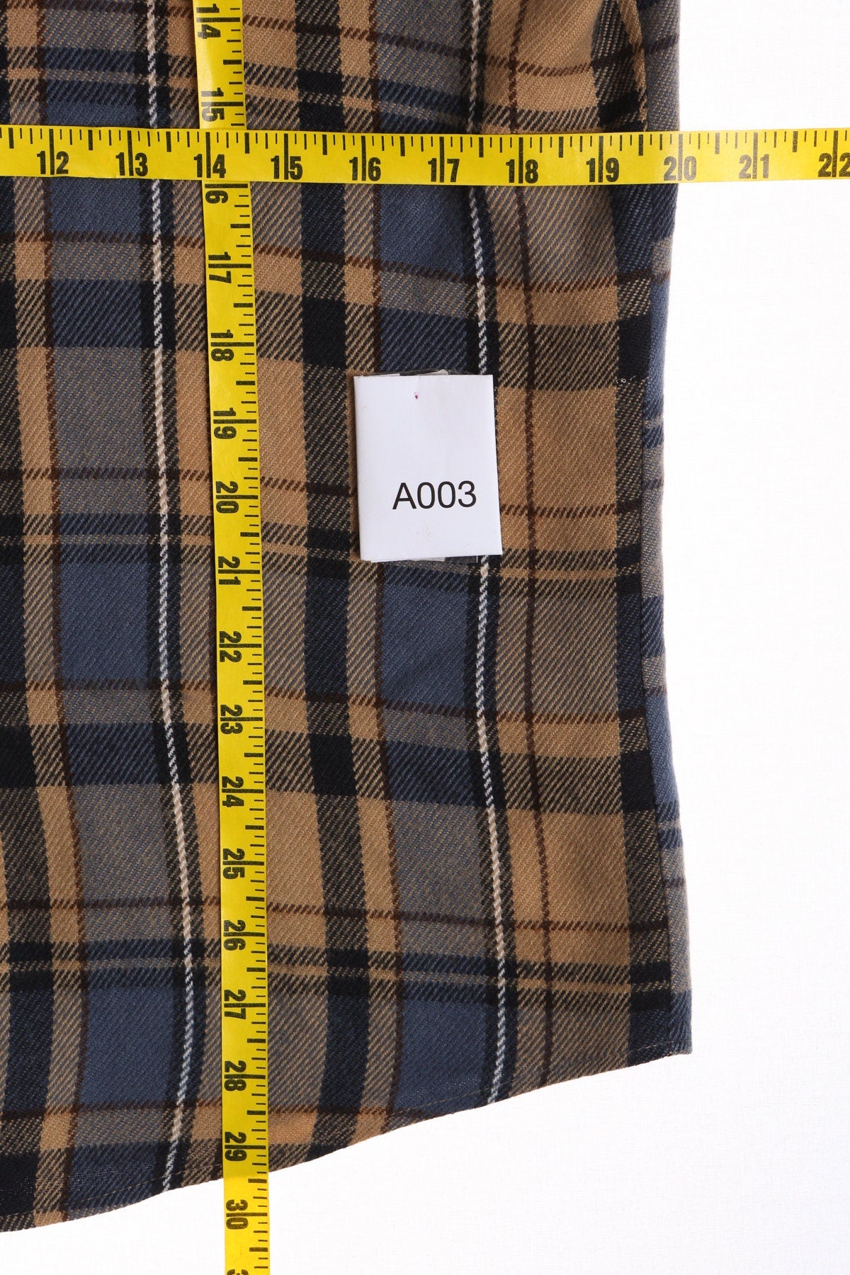 Vintage Flannel Shirt - Brown and Blue Plaid Print - Era 70's - 80's