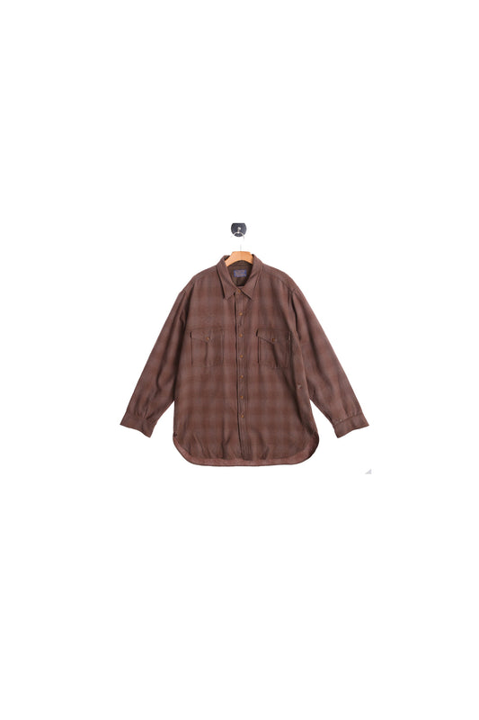 Vintage Pendleton Shirt - Brown Plaid Print