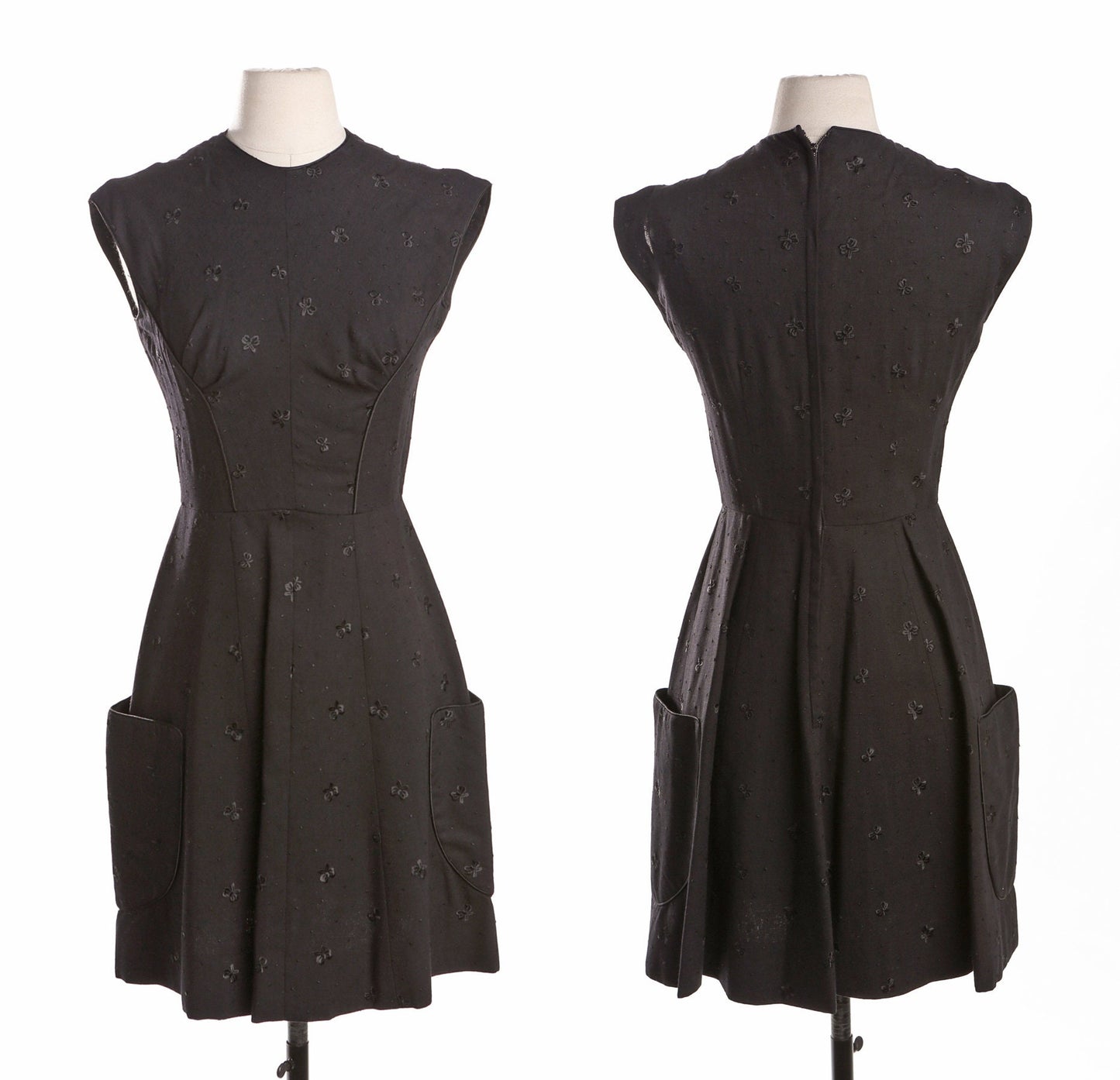Vintage Women Black Casual Dress - Era 50's - 60's