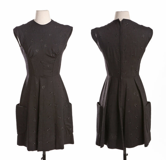 Vintage Women Black Casual Dress - Era 50's - 60's