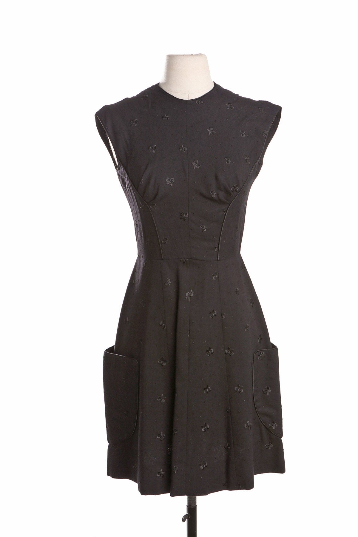 Vintage Women Black Casual Dress - Era 50's - 60's