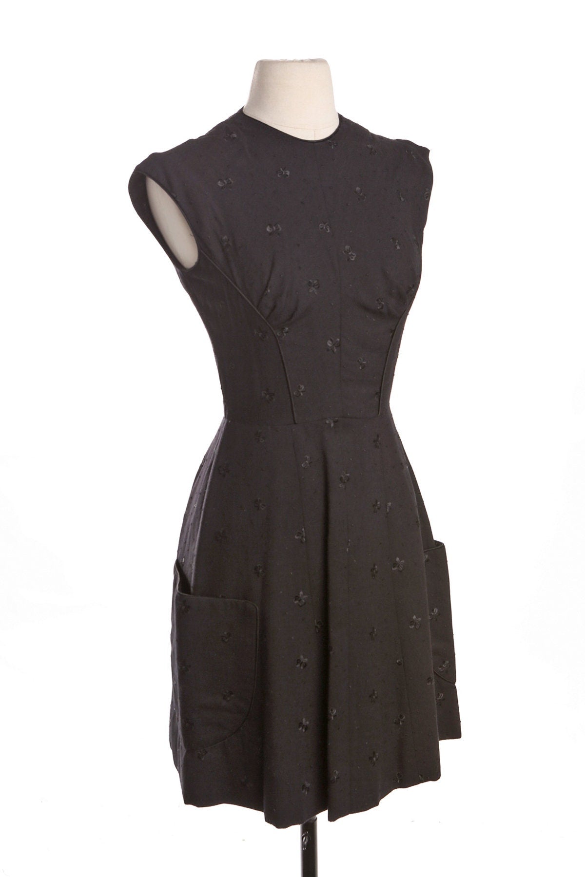 Vintage Women Black Casual Dress - Era 50's - 60's