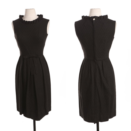 70's Black Poly Evening Dress