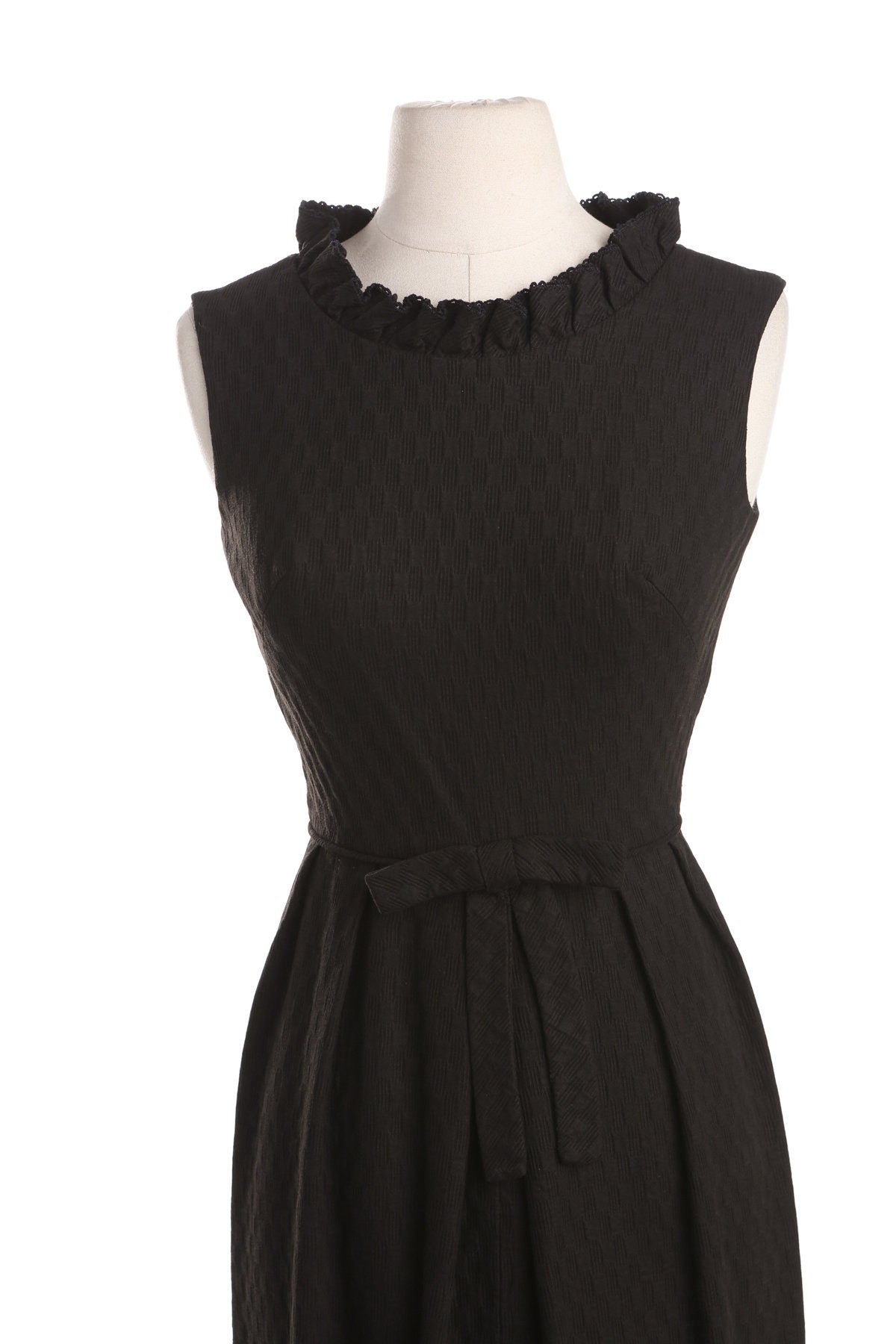 70's Black Poly Evening Dress