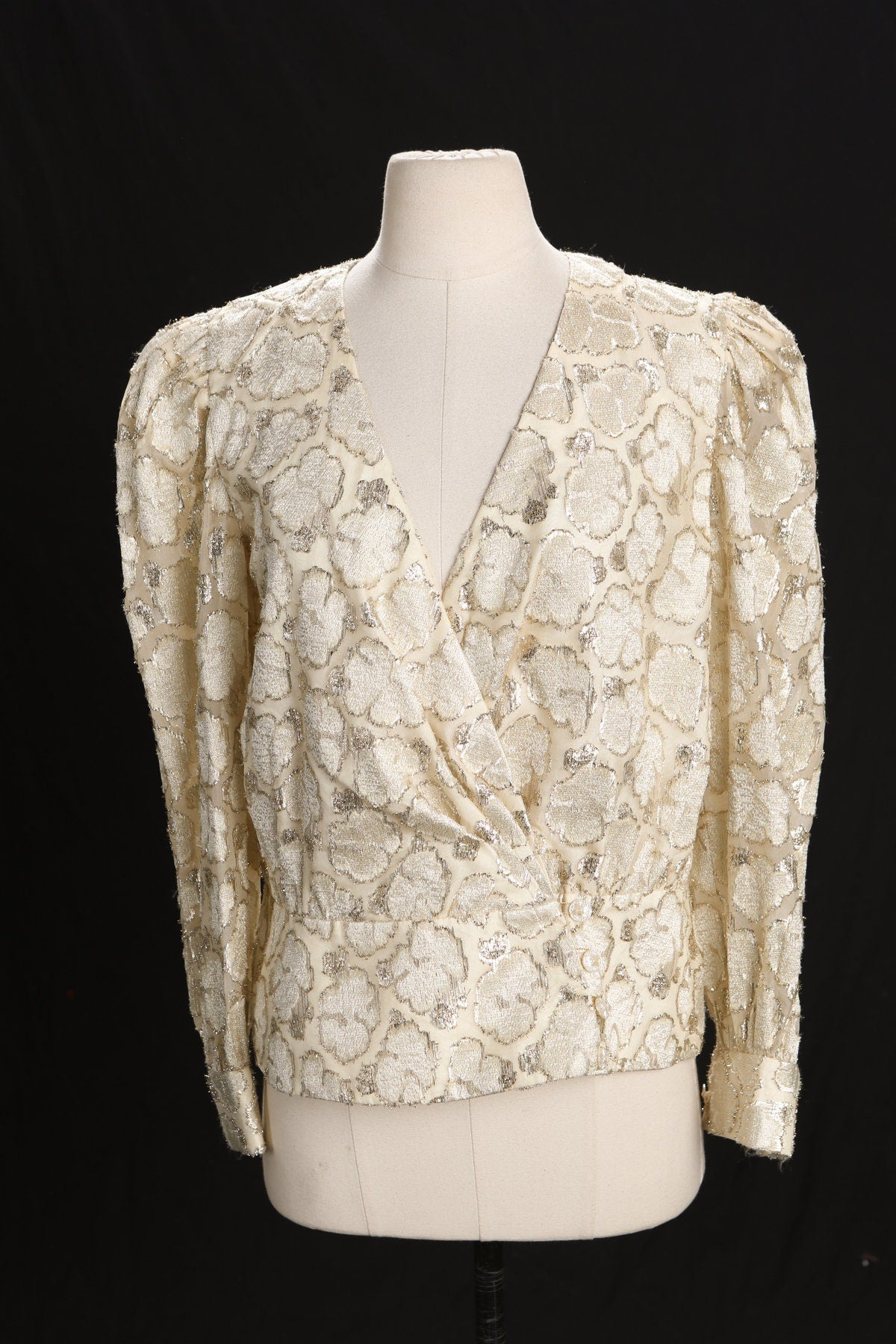 Vintage Women Floral Patter Metallic Casual Blouse - Era 80's - 90's