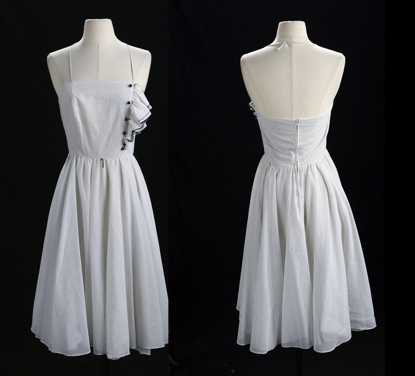 Polkadot White Summer Dress - Era 70's - 80's