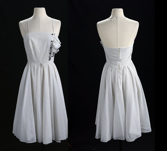 Polkadot White Summer Dress - Era 70's - 80's