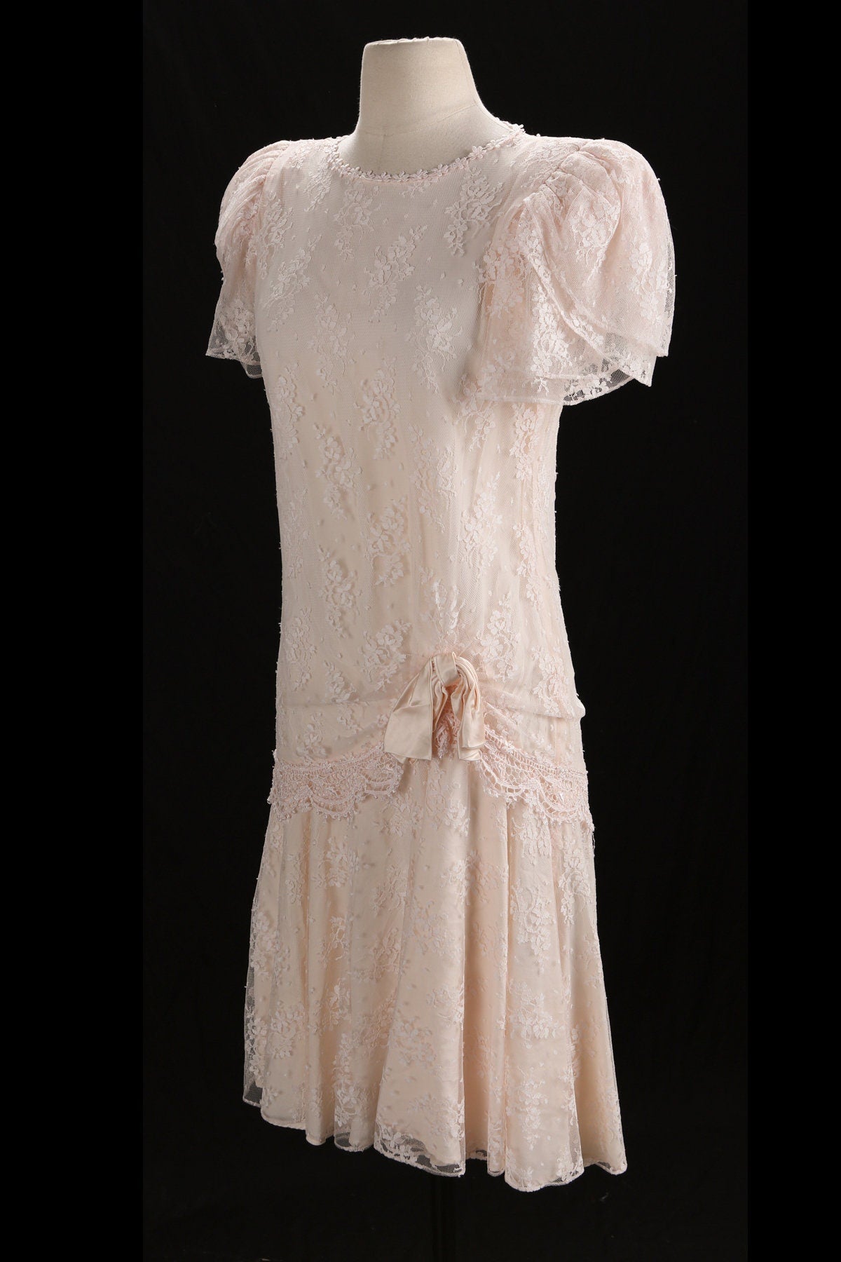 80's Casual Lace Short Sleeve Dress