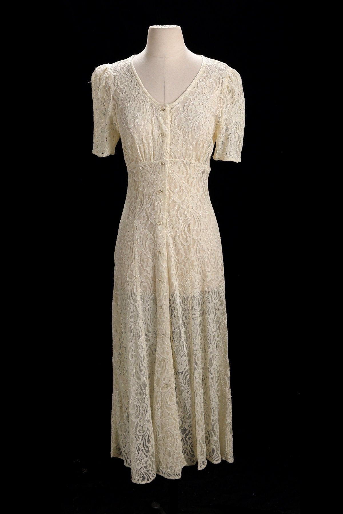 Vintage Lace Summer Long Dress - Era 80's - 90's