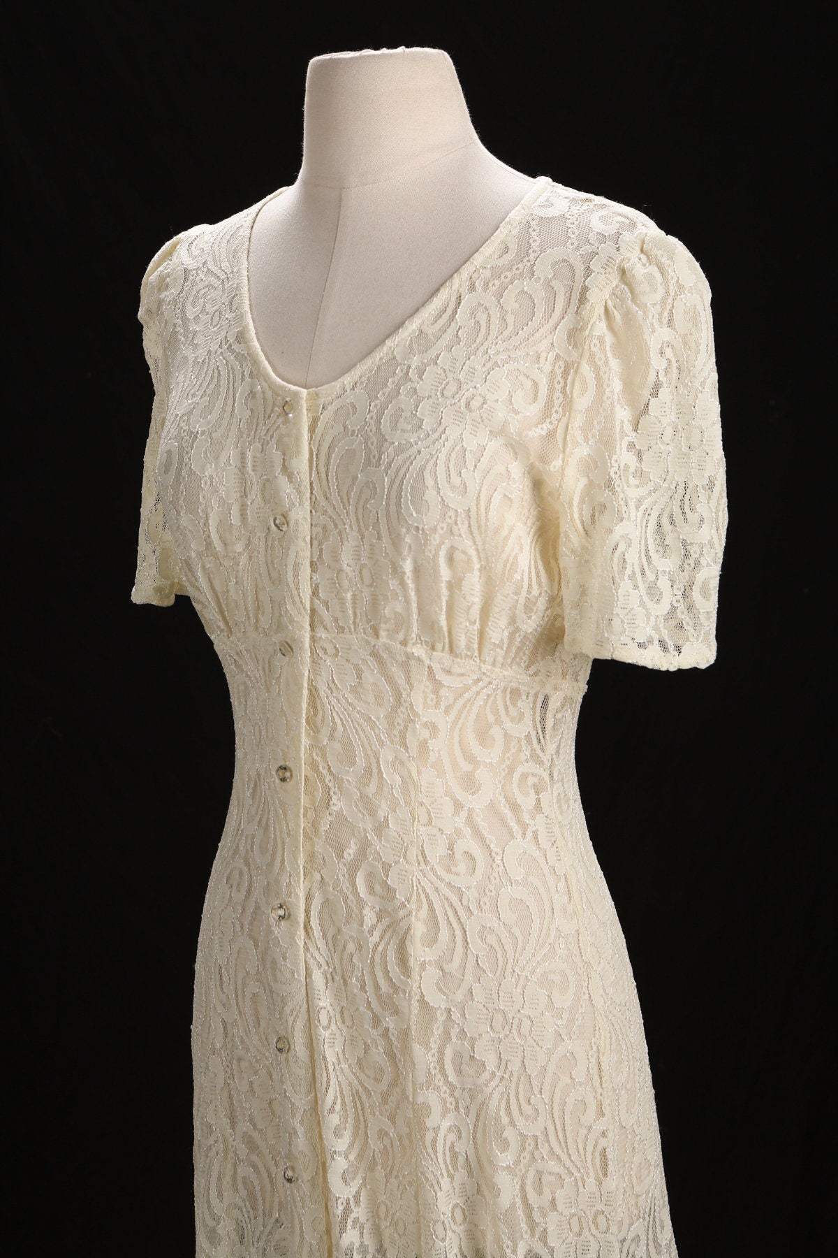 Vintage Lace Summer Long Dress - Era 80's - 90's