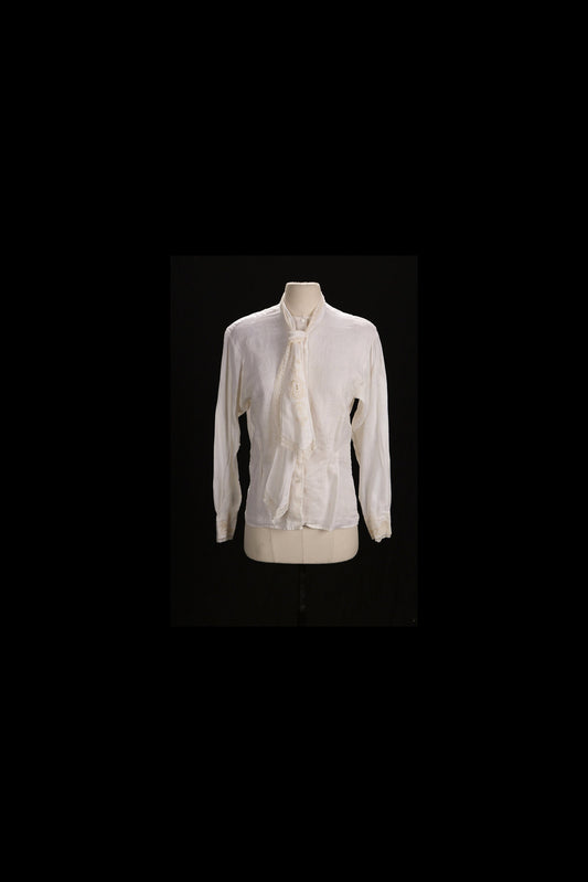 White Linen Casual Button-Down Blouse