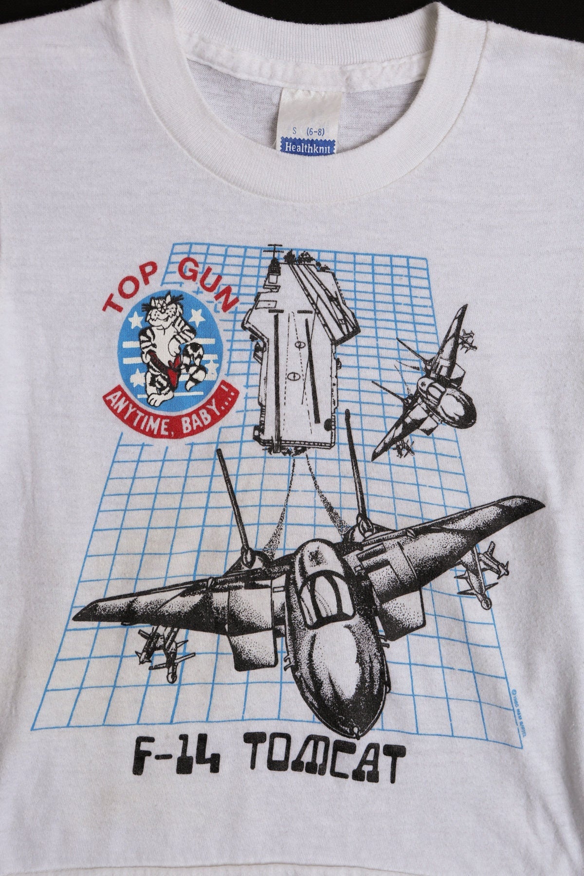 Vintage Kids White Graphic T-shirt - Top Gun F-14 Tomcat -