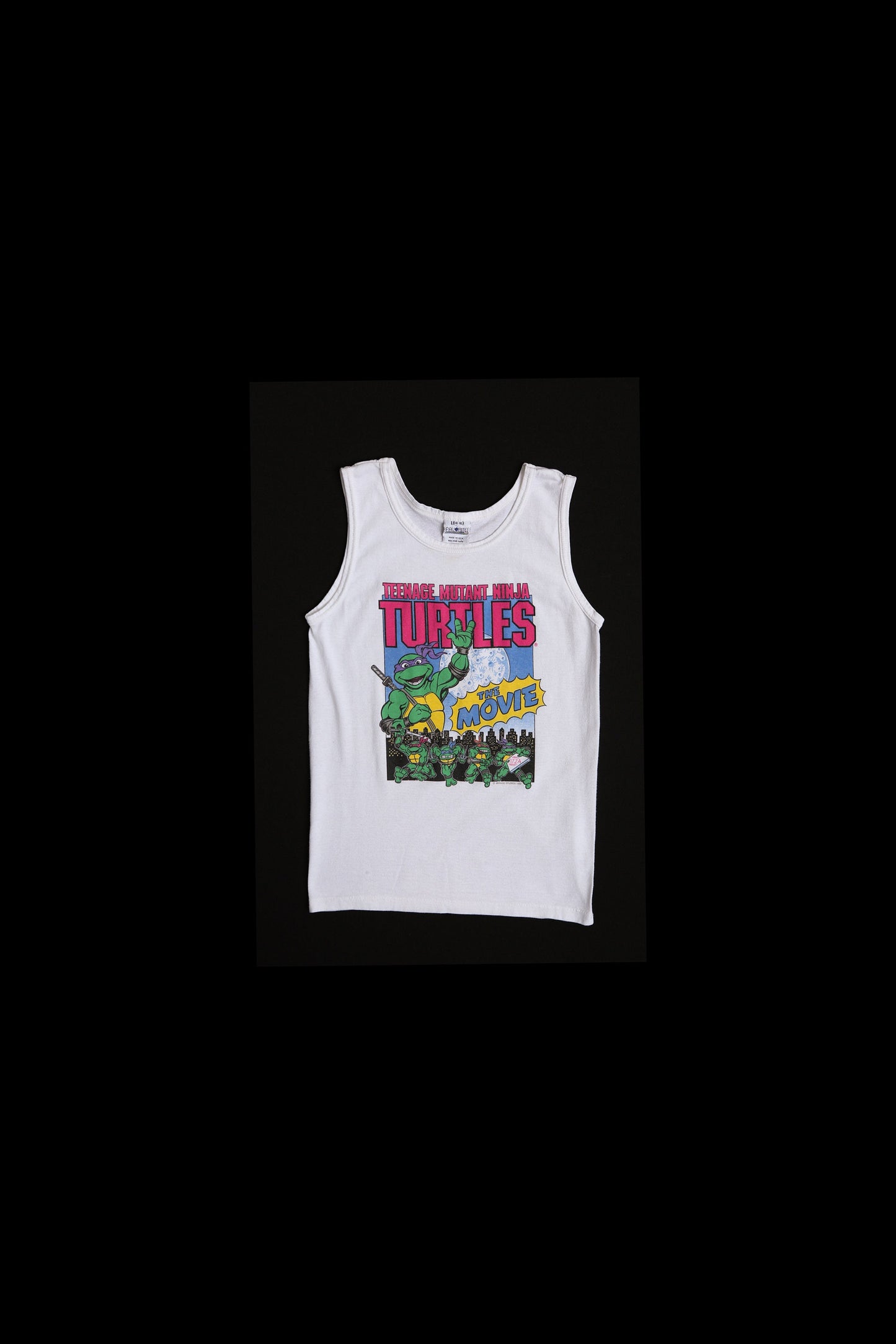 Vintage Cartoon White Graphic Tank Top - Teenage Mutant Ninja Turtles Print