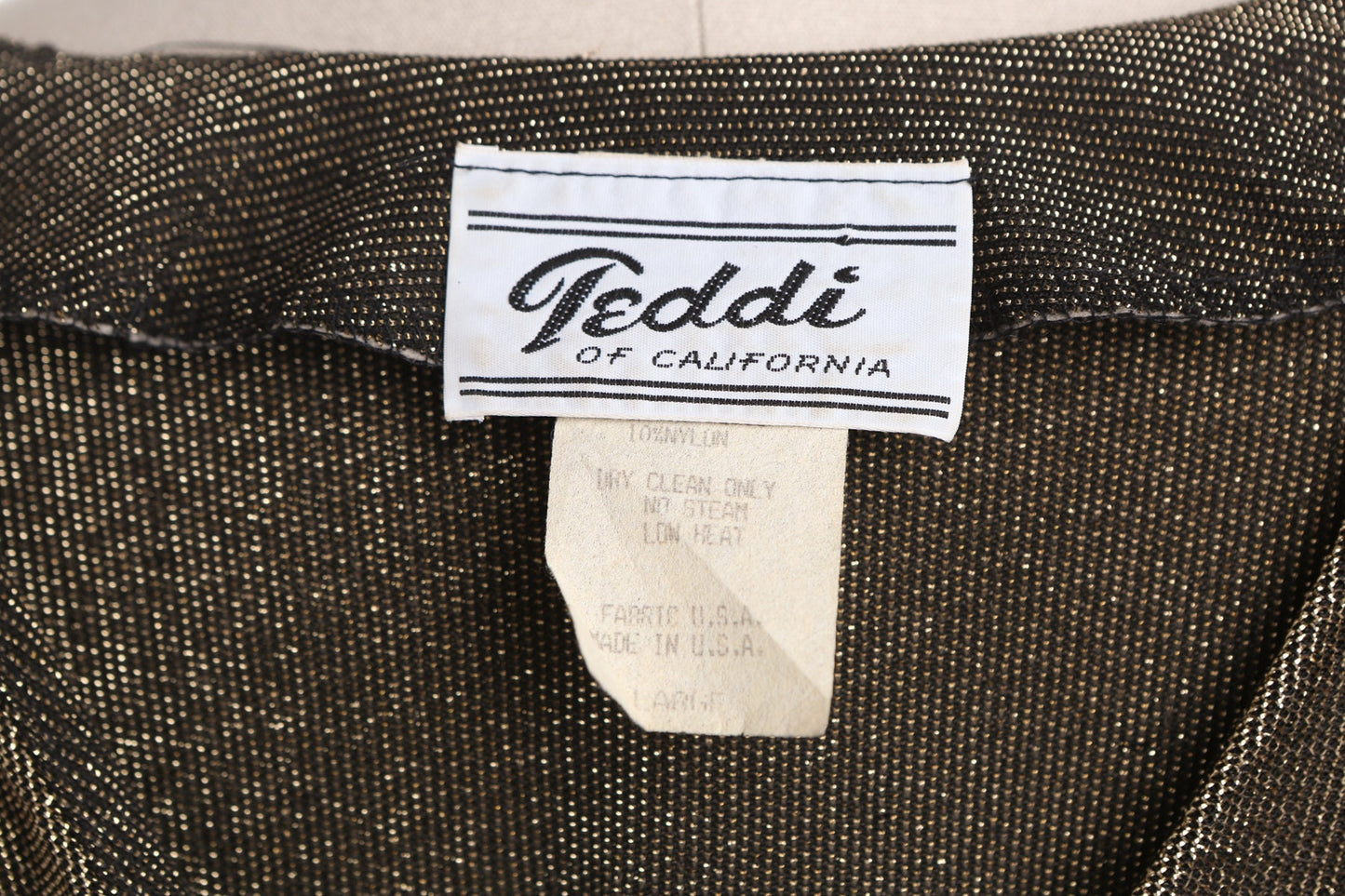 Vintage Metallic Gold V Neck Top - Studio 54 Style - Era 70's - 80's