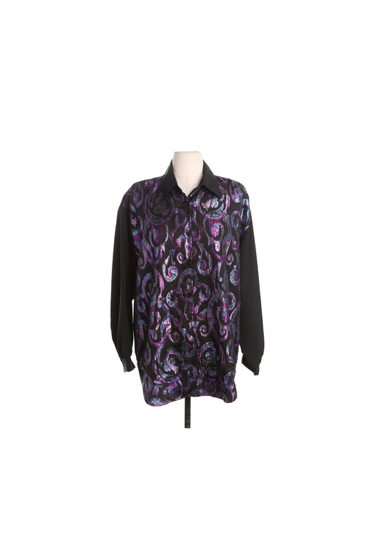 Vintage Black Purple Metallic Top