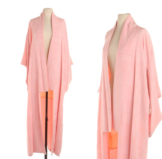 Vintage kimono pink floral women geisha japanese ビンテージ きもの