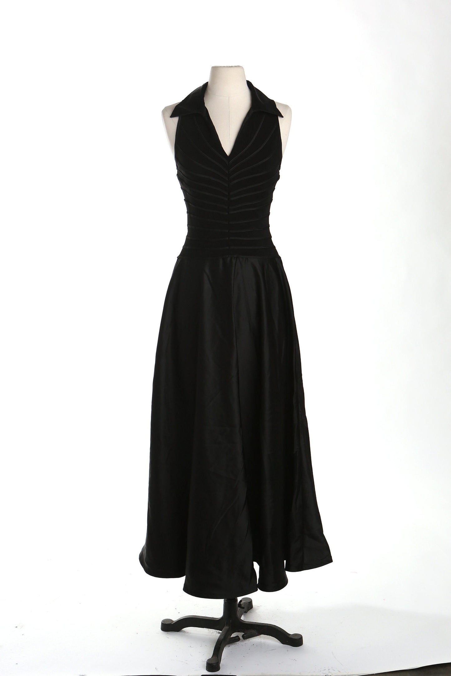 90's casual formal dress black halter tadashi
