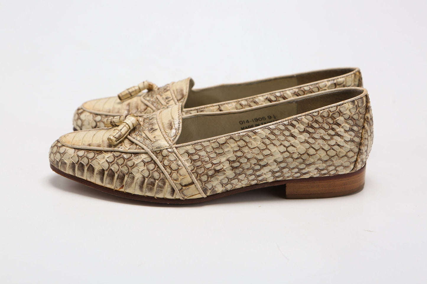 Vintage men loafer shoes / snakeskin / beige mod 90's / giorgio brutini