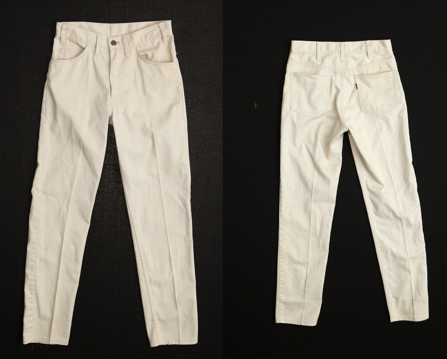 Men 70's white levi's casual poly pants trouser disco studio 54