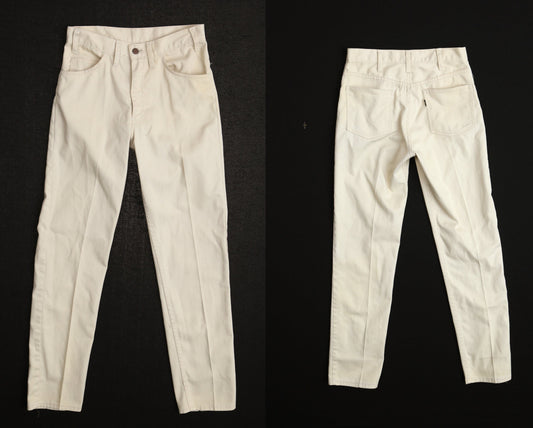 Men 70's white levi's casual poly pants trouser disco studio 54