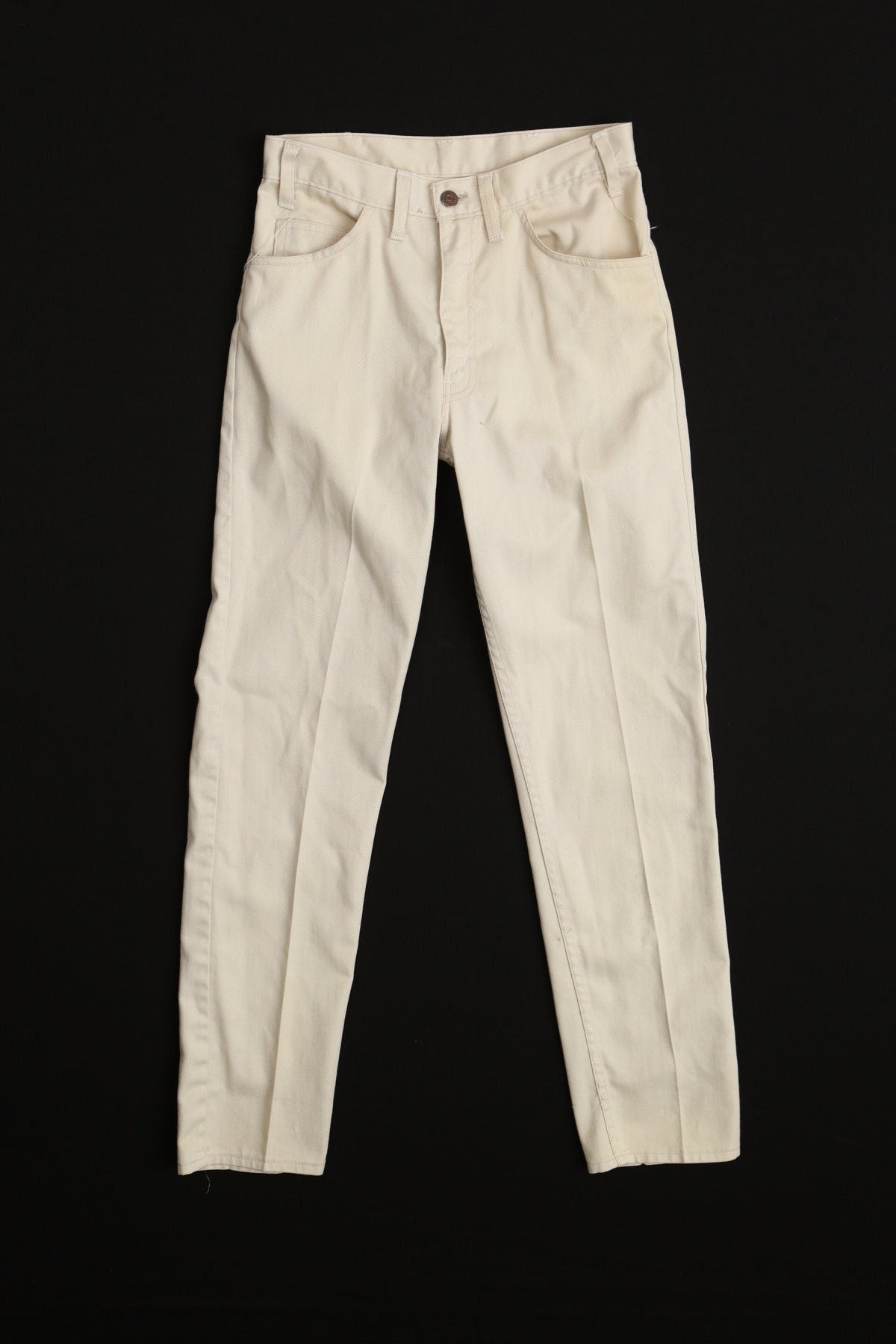 Men 70's white levi's casual poly pants trouser disco studio 54