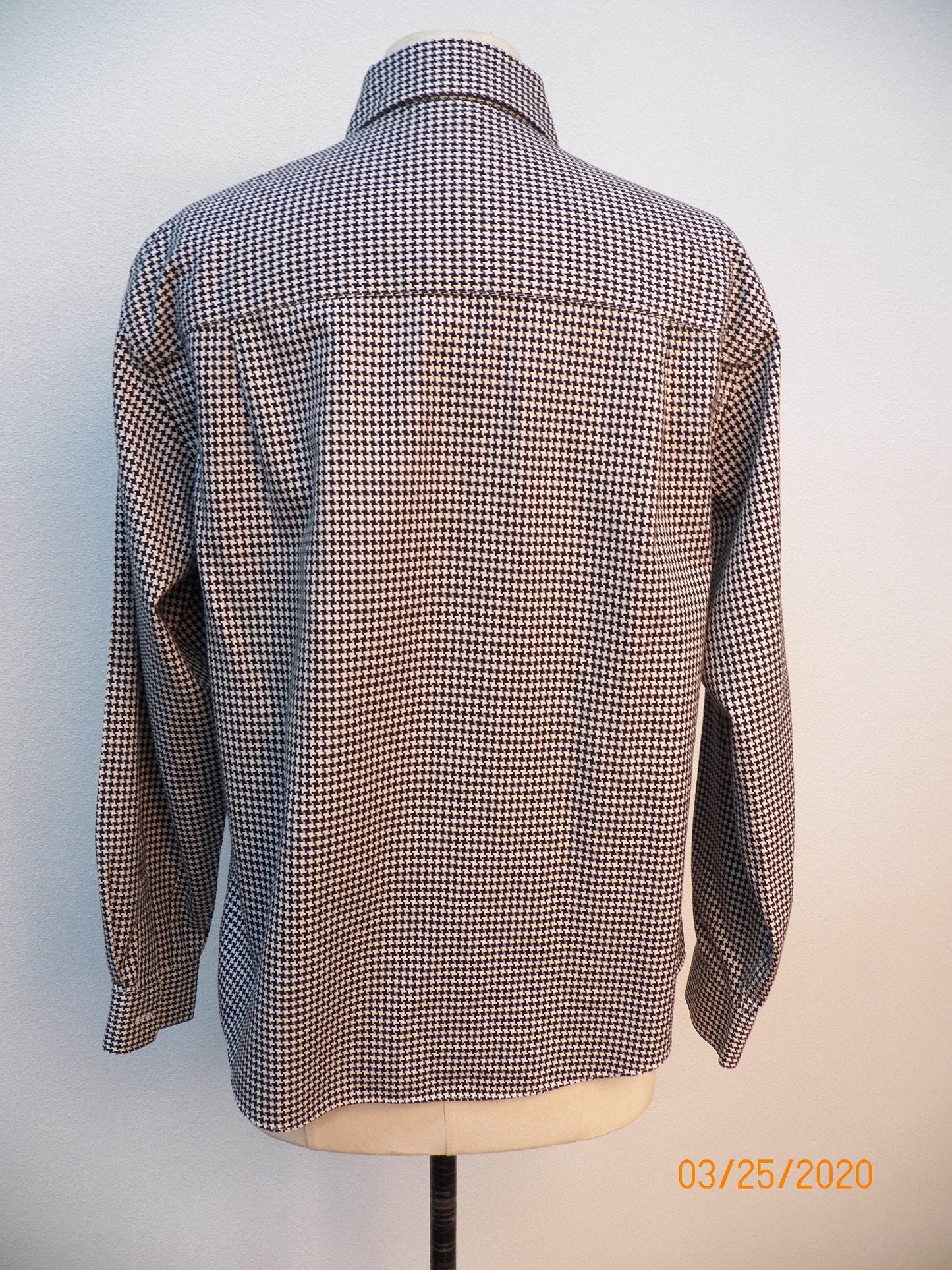 Black white plaid top women casual button up blouse