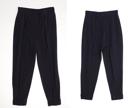 Escada women blue casual pants high waist made in germany y2k formal