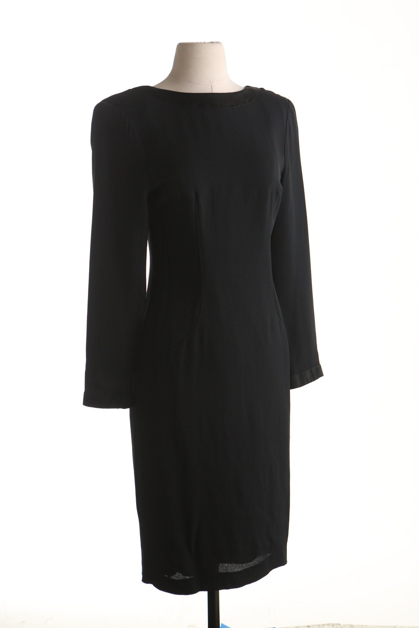 Vintage women black formal evening 90's dress valerie stevens casual open back