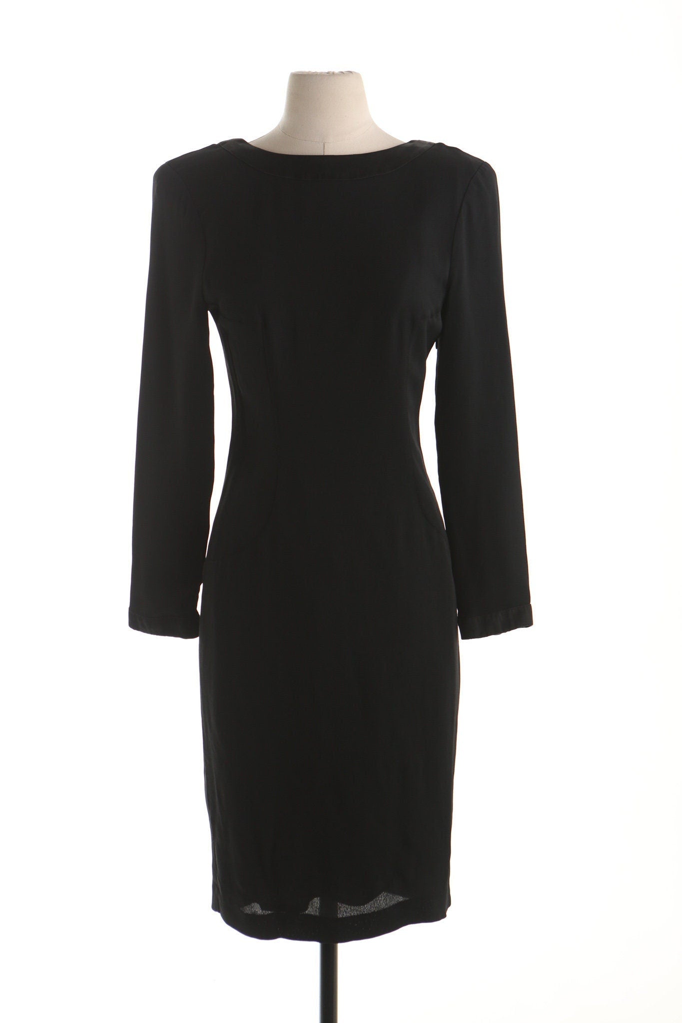 Vintage women black formal evening 90's dress valerie stevens casual open back