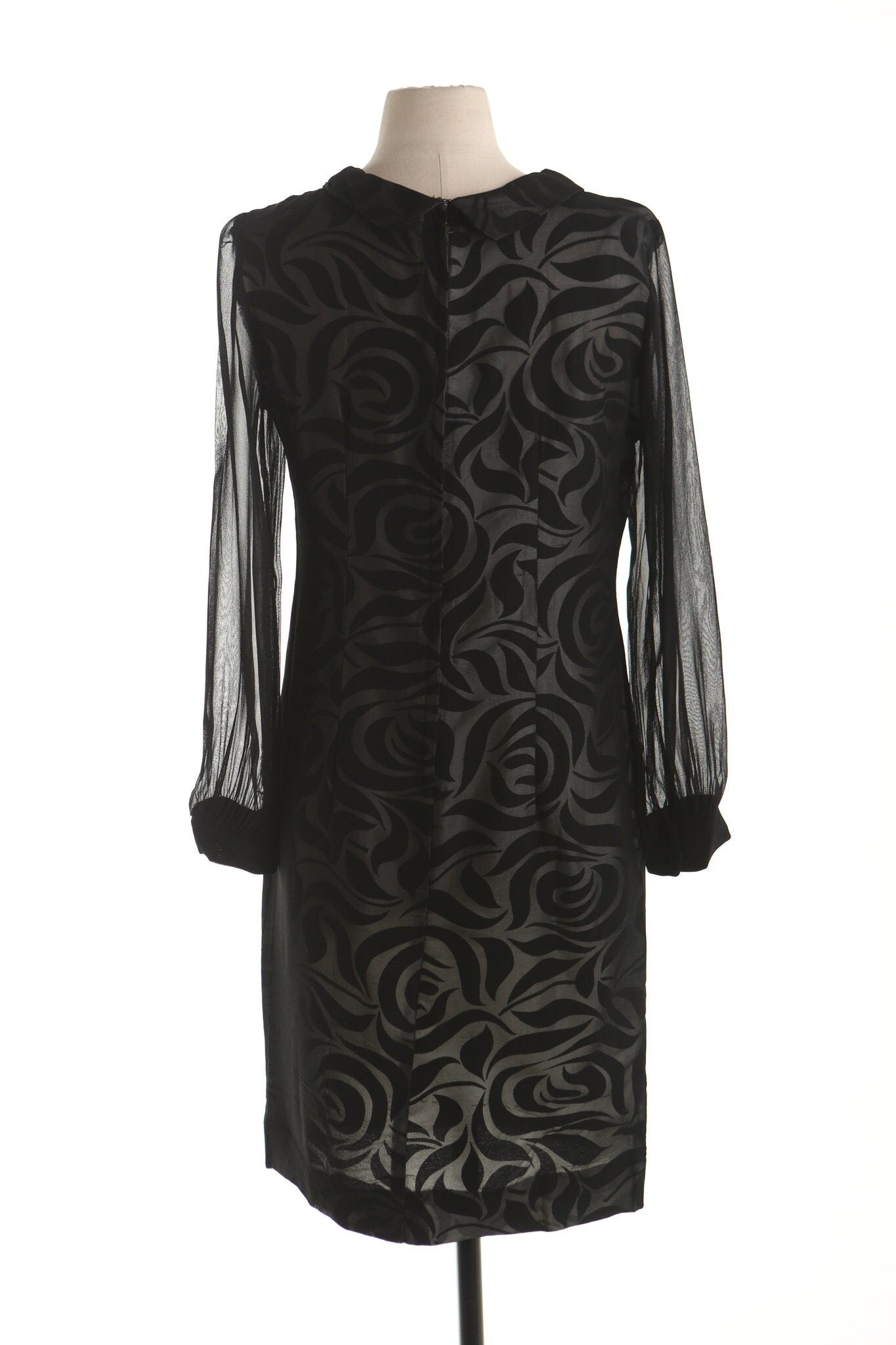 Women 60's sheer black mod casual dress cocktail shift fashion