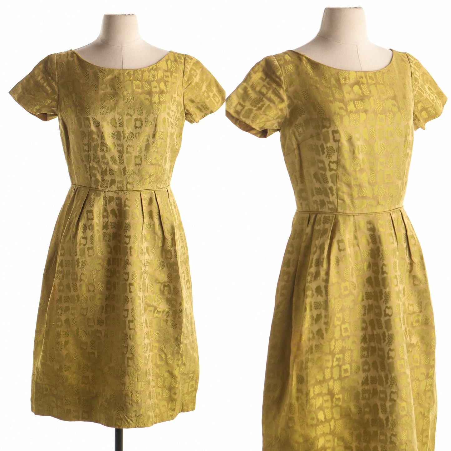 60's 50's women casual green dress formal vintage bright mod mad men retro pinup