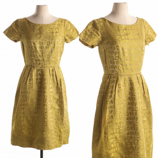 60's 50's women casual green dress formal vintage bright mod mad men retro pinup