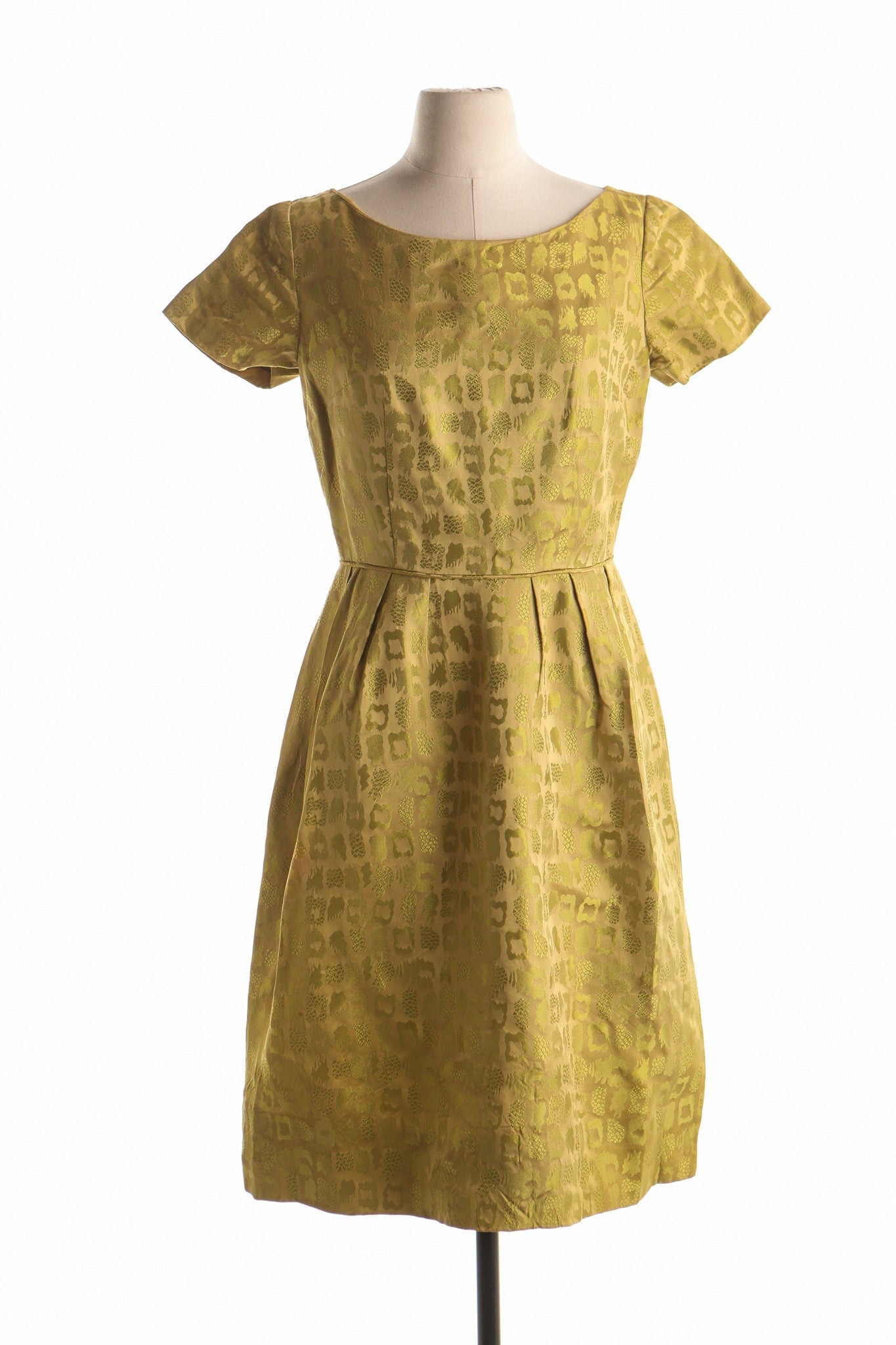 60's 50's women casual green dress formal vintage bright mod mad men retro pinup