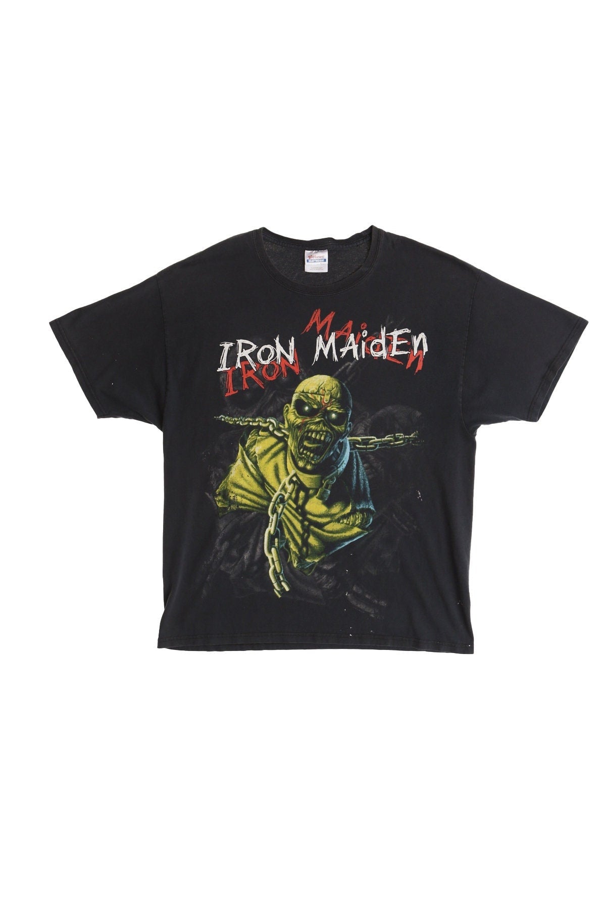 Vintage iron maiden piece of mind rocker rock graphic black shirt t-shirt y2k