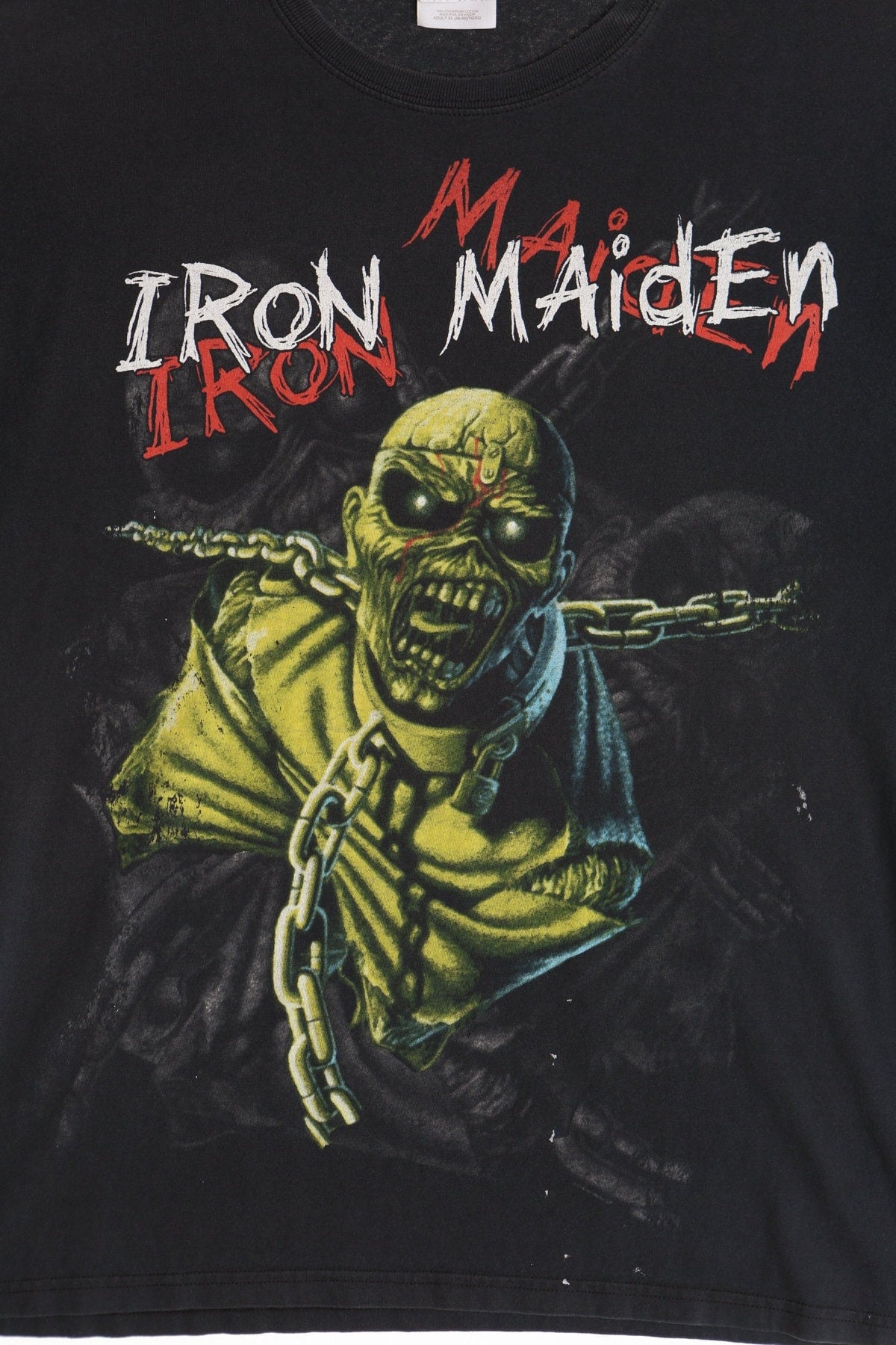 Vintage iron maiden piece of mind rocker rock graphic black shirt t-shirt y2k