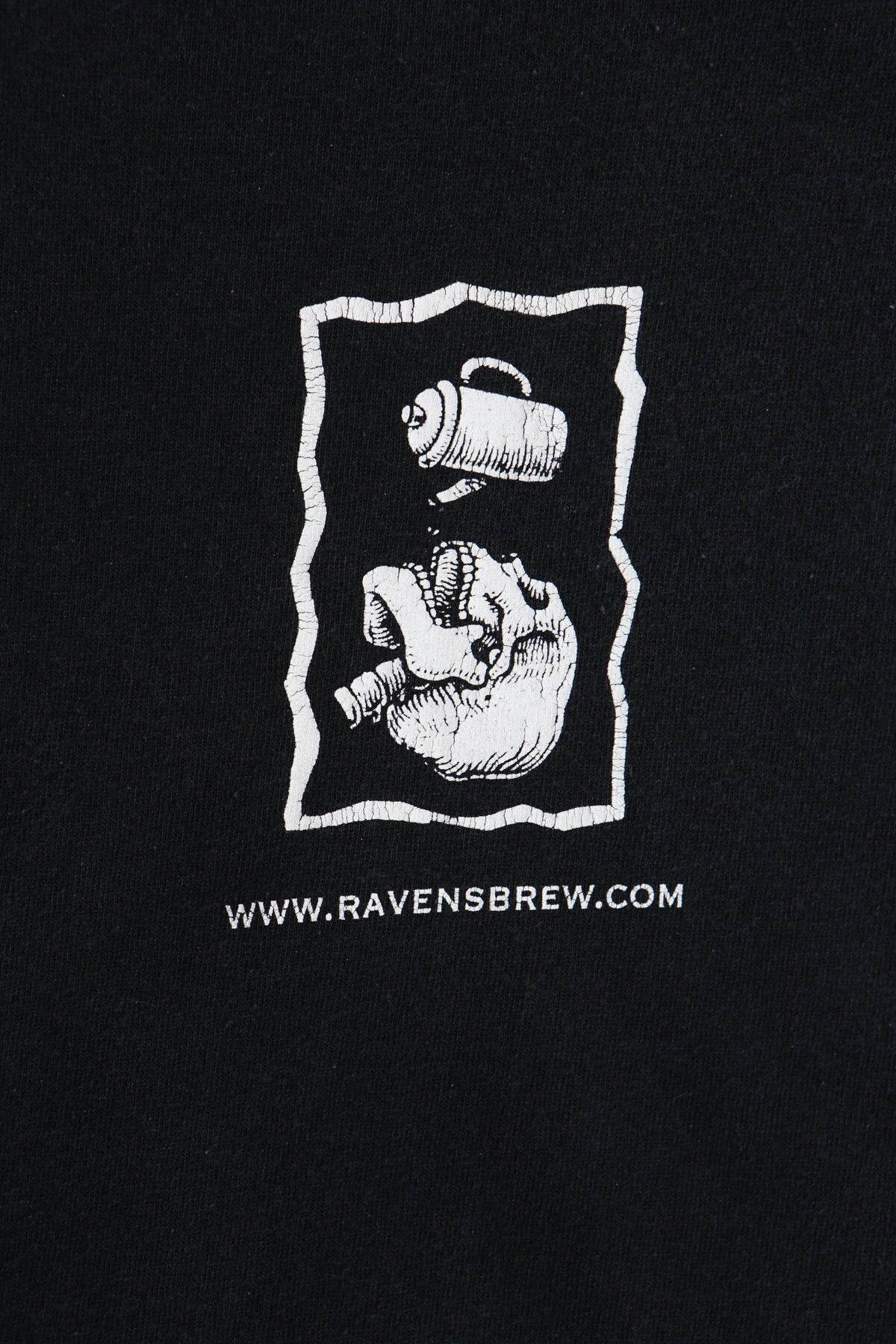 Graphic shirt coffee black 90's raven's brew ray troll 1996 skeleton night raven