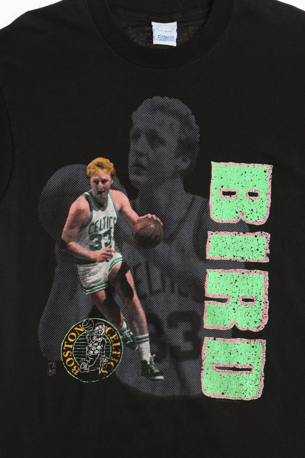 Nba basketball boston celtics bird salem sports wear larry black shirt 90's